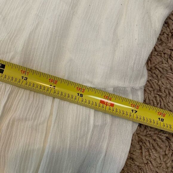 Lulus White Mini Dress Slit Peasant Trim Large Sundress Formal Wedding - Picture 7 of 9